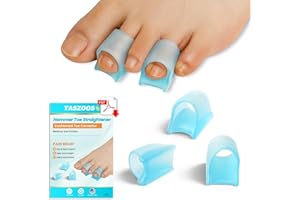 TASZOOS Hammer Toe Straightener Corrector for Women & Men - 6pcs Hammer Toe Straightener - 3 Different Sizes (S/M/L), Gel Toe Splints - Realign Bent, Curled, Crooked, Claw, Hammer Toes (Blue)