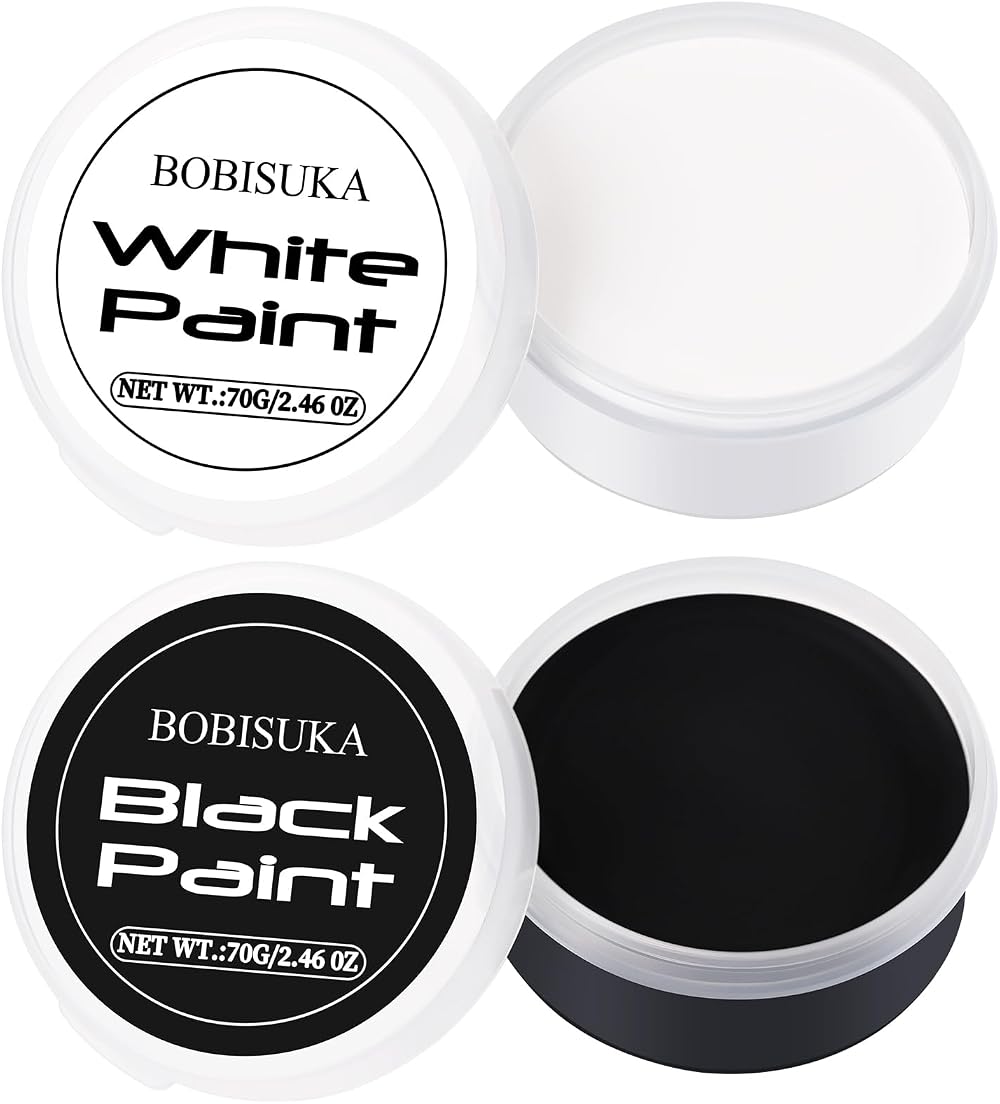 BOBISUKA Halloween SFX Makeup Black White Face Body Paint 70g Each