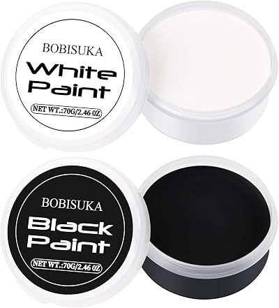 BOBISUKA Halloween SFX Makeup Black White Face Body Paint 70g Each