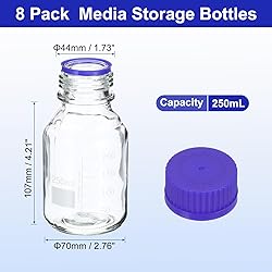 PATIKIL 8 Pack Reagent Media Storage Bottles, 250ml