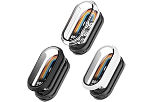 ISRcnst Compatible for Xiaomi Smart Band 9/9NFC Screen Protector, PC Hard Ultra Bright Tempered Glass One Piece Full Protective Cases (3 pcs)(Not for Xiaomi Smart Band 8/8NFC)