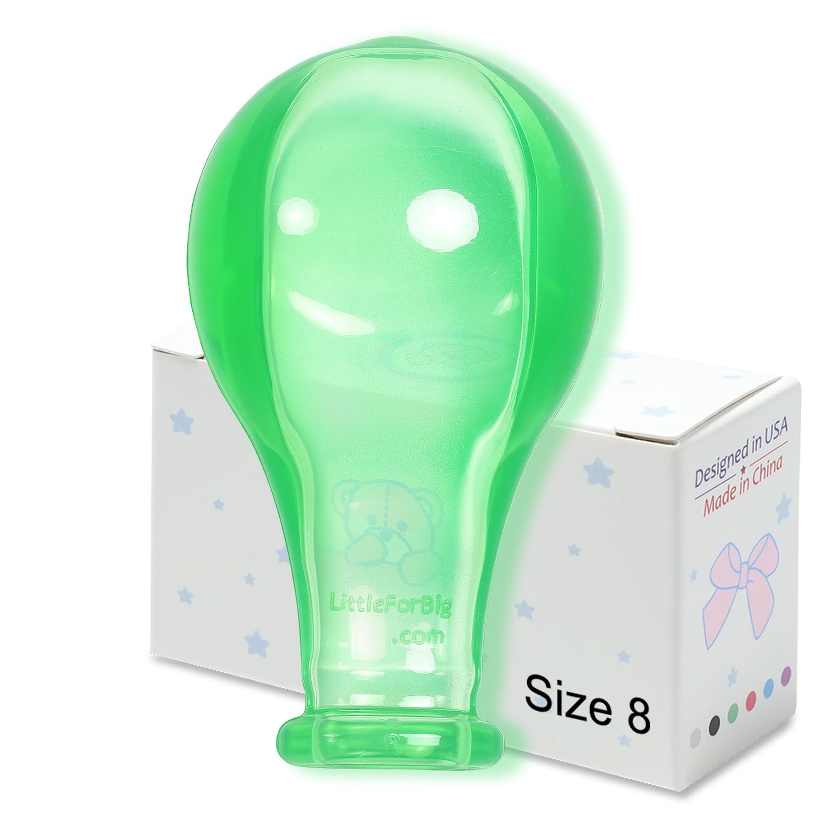 LittleForBig Adult Extra Large Size 8" Candy Gloss Colorful Transparent Pacifier Nipples - Outsize Replacement Big Teat Green