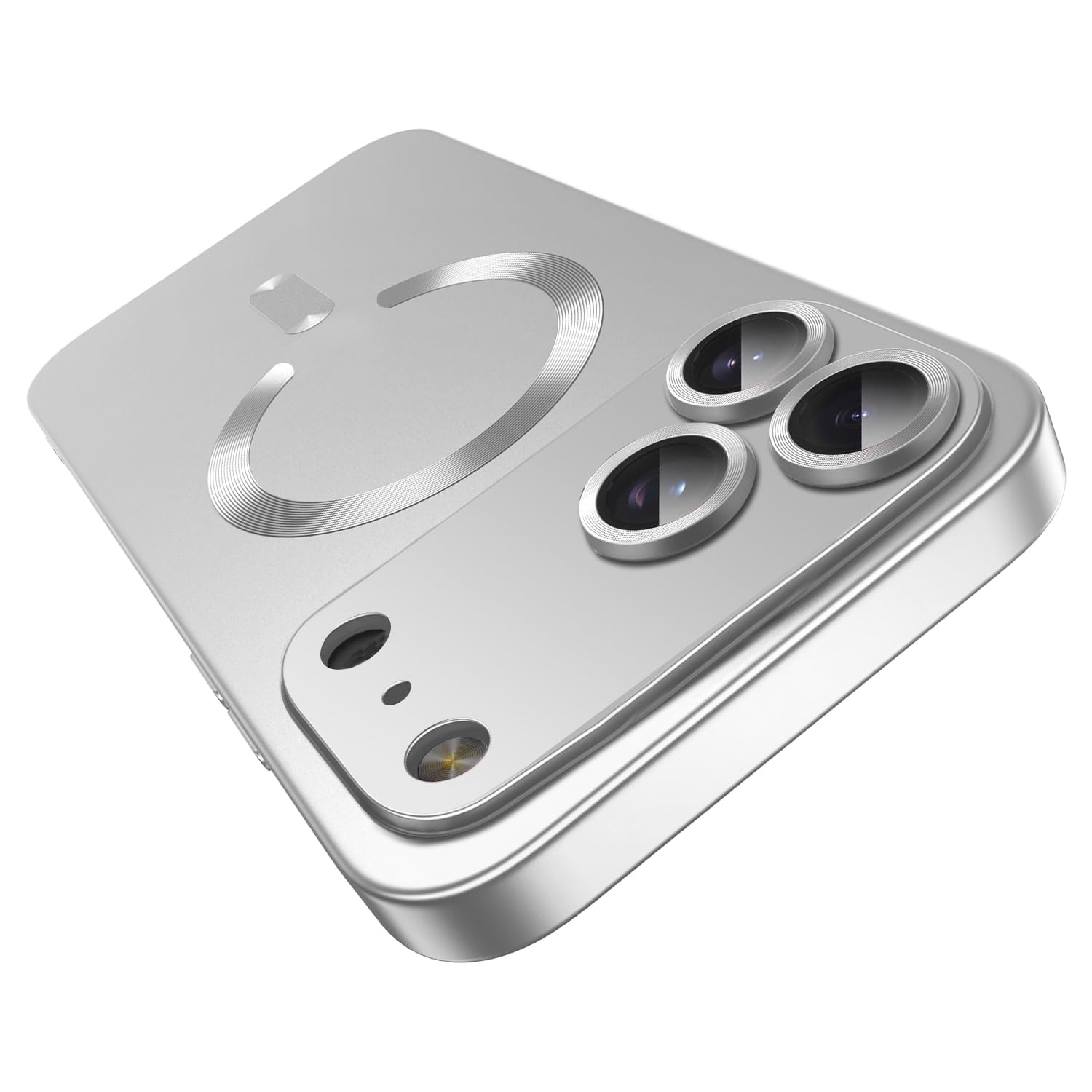 Photo 1 of Misscase Magnetic for iPhone 17 Pro Max Case,Comes with Camera Lens Protector,Compatible with Magsafe,Soft TPU Full Protection Slim Smooth Bumper Shockproof Phone Cover Silver