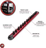 Performance Tool W38190 3/8 Drive Magnetic Socket Rail Organizer Thailand view 2
