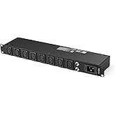 StarTech.com 1U 19 inch 8 Port Rack Mount PDU - IEC C13 Socket Rackmount Power Supply/Strip - Horizontal Server Rack Mountabl