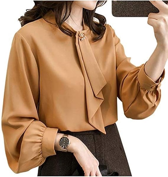 Amazon ウンセン ファッションブラウス 長袖 秋冬 ボウタイ 袖 二の腕カバー 通勤 オフィス レディース シャツ ブラウス 通販