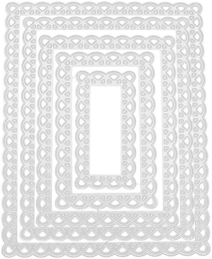 Cutting Dies Nested Stitched Scallop Rectangle Frame Cutting Dies, Metal Cutting Dies Stencils DIY Etched Dies Craft Paper Card Making Scrapbooking Embossing (Silver)