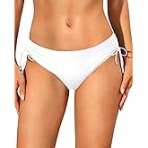 Talisea Womens Low Rise Bikini Bottoms - Side Tie Bathing Suit Swim Bottom Ruched Swimsuits Swimwear