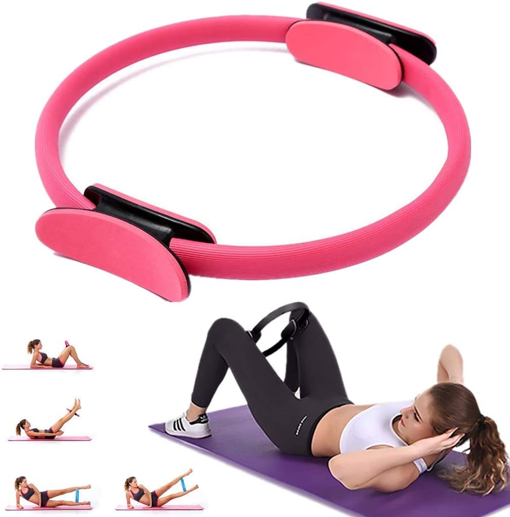 BUTLING Pilates Ring, Pilate Exercise Rings for Thighs Magic Circle, Fitness Circles,Yoga Ring Wheel, Double Handle, Weight Loss Body Toning Equipment Resistance Training Workout to Burn Fat