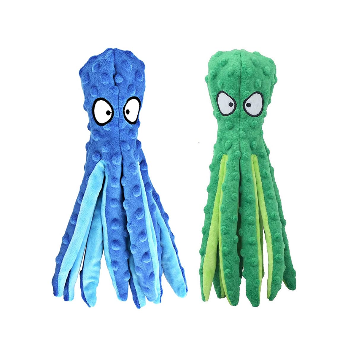 2pcs Plush Dog Toys, Dog Plush Toys Octopus, No Stuffing Squeaky Interactive Dog Toys, Dog Chew Toy for Puppy Teething, Small Medium Large Dogs Training and Playing