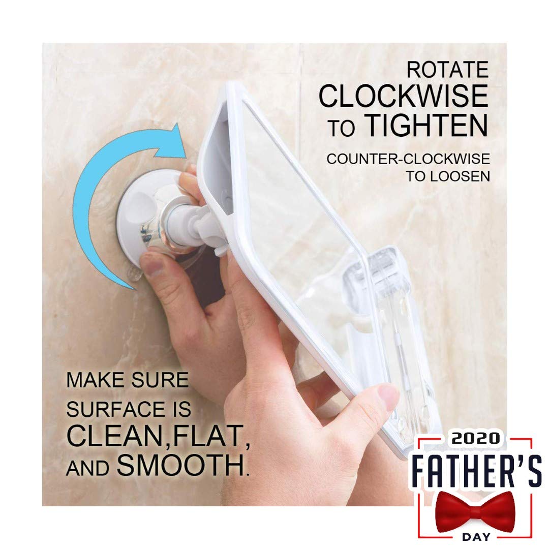 2019 Fogless Shower Mirror for Fog Free Shaving with Razor Holder, Sticky Suction-Cup and Swivel, Shatterproof and Portable, 8-Inch x 7-Inch (White) : Beauty