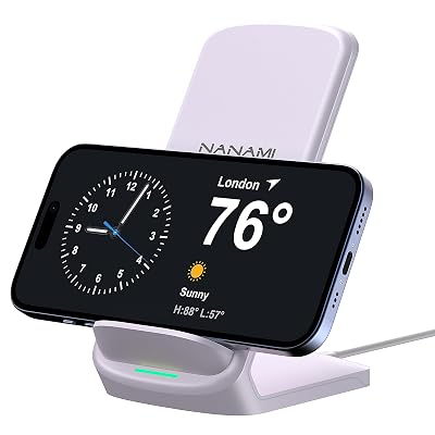 NANAMI Wireless Charger for Samsung and iPhone - 10W Fast Qi-Certified Induction Charger Stand for Galaxy S24/S23/S22/S21/S20/Note 20/10, Wireless Charging Stand for iPhone 17/17 Air/16/15/14/13/12