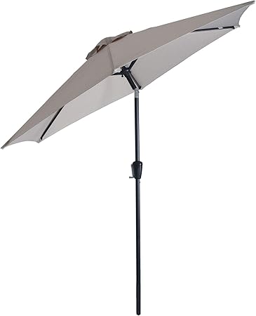 Azuma Garden Parasol 2 5m Round Taupe 6 Panel Crank Tilt Function Patio Umbrella Sun Shade With Uv50 Protection Adjustable Canopy Air Vented For Stability Aluminium Pole Summer Dining Accessory Amazon Co Uk Garden