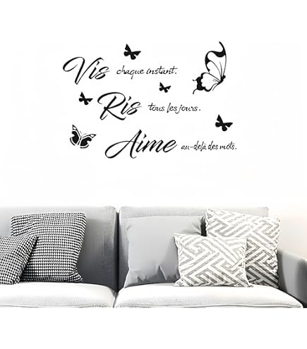 Autocollant mural French Quotes Decal décor pour le salon Quoteschaque Famille A Une Histoire Vinyl Sticker Elegance Wall Muraux DIY 116X42CM