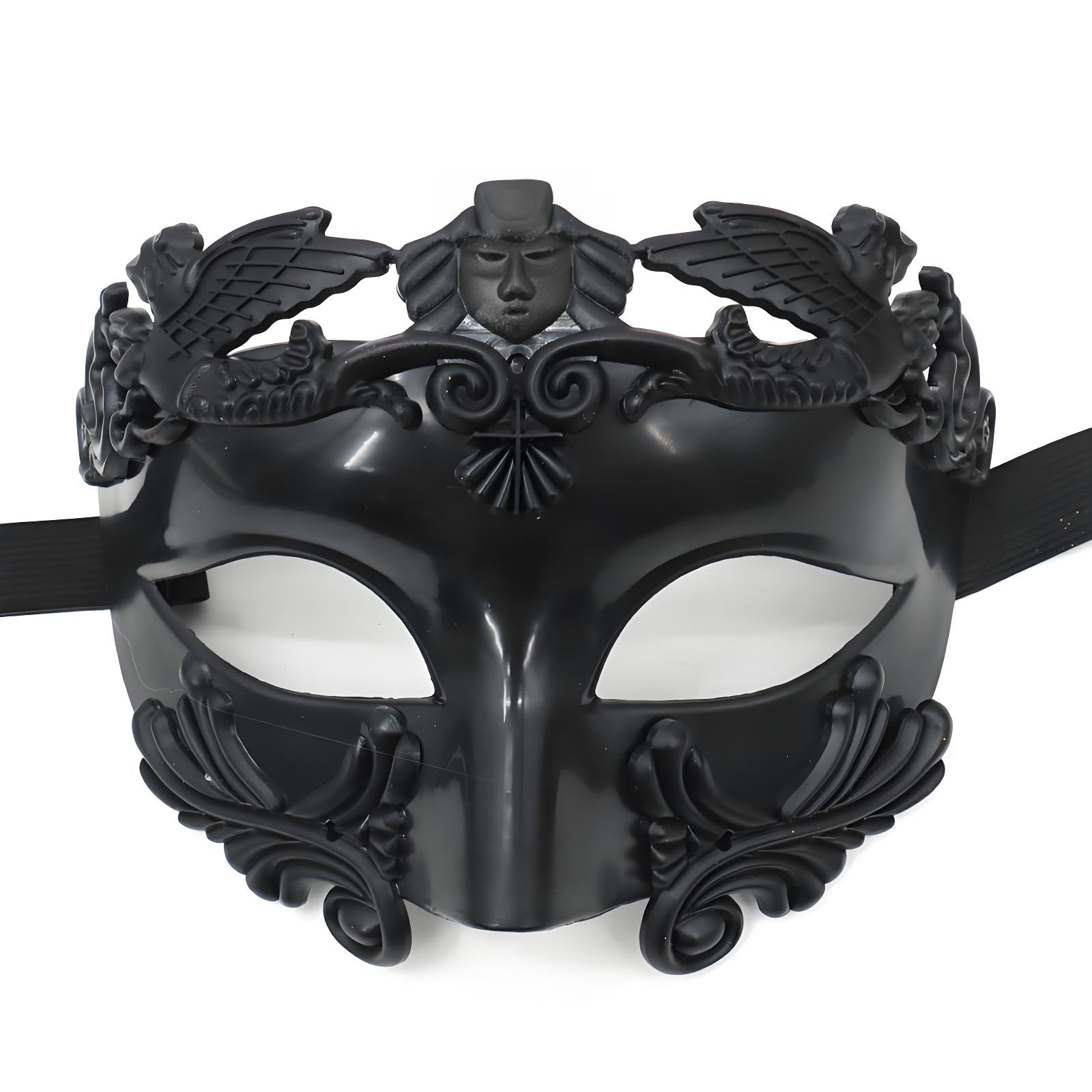 AMWYODK Men's masquerade black masks Venice masks are used for Halloween masks, carnival masks, and Easter parties (Black)