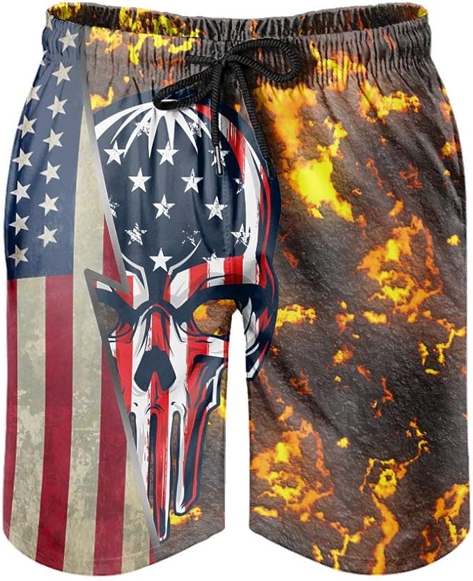 Men's Warning Skull Shorts Swimming Trunks S Amazon.co.uk Clothing