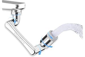 EXSSRACH Faucet Extender, 1​440° Swivel Faucet Extender for Kitchen Sink, 2 Modes Robotic Arm 360°+1080° Rotating Faucet Extender for Bathroom Sink, Silver