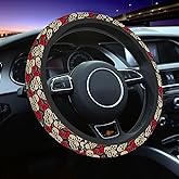NOMEDOGYIm Roses and Skulls Steering Wheel Cover Skulls Among Red Roses Steering Wheel Cover for Women Men Anti-Slip Breathable Steering Wheel Protector Car Accessories