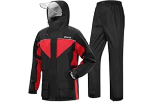 iCreek Motorcycle Rain Suits for Men & Women Waterproof Anti-storm Raincoat High Visibility Rain Gear for Cycling, Golf, Fishing, XXL