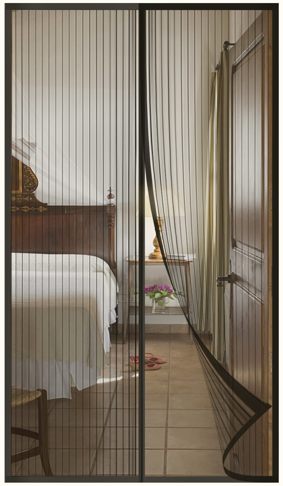 DIKER Fly Screens Doors Nets Patio Curtain Insect Mesh for Keeping Out Flies & Bug, Flyscreen French Doors, Mosquito Double Door Magnetic ScreenFly Doors (80 x 200cm, Black)