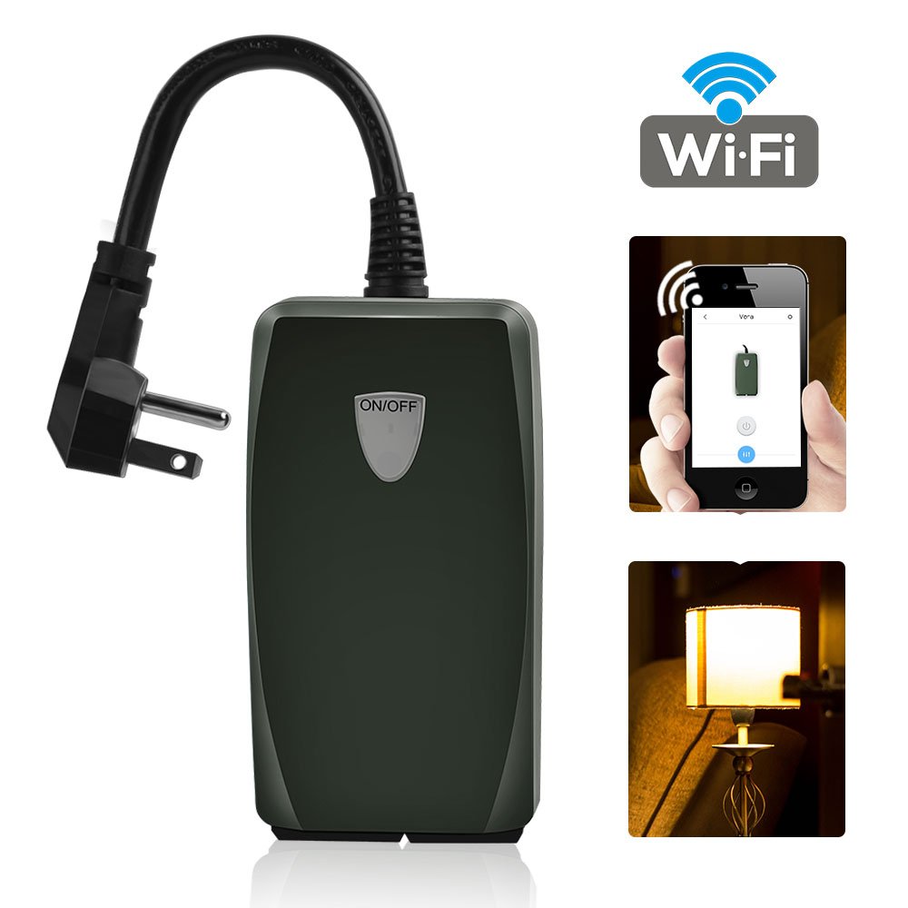 Outdoor Smart WIFI Plug Socket Outlets Compatible with Alexa(1 In 2 Out), Timing, Countdown, Remote Control,Weatherproof IP44 (Wireless standard Wi-Fi 2.4GHz)