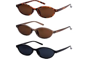 Nydotd 3 Pairs Retro Oval Cat Eye Sunglasses for Women Y2k Trendy Narrow Shades Sunnies 90s Designer protection Sun Glasses