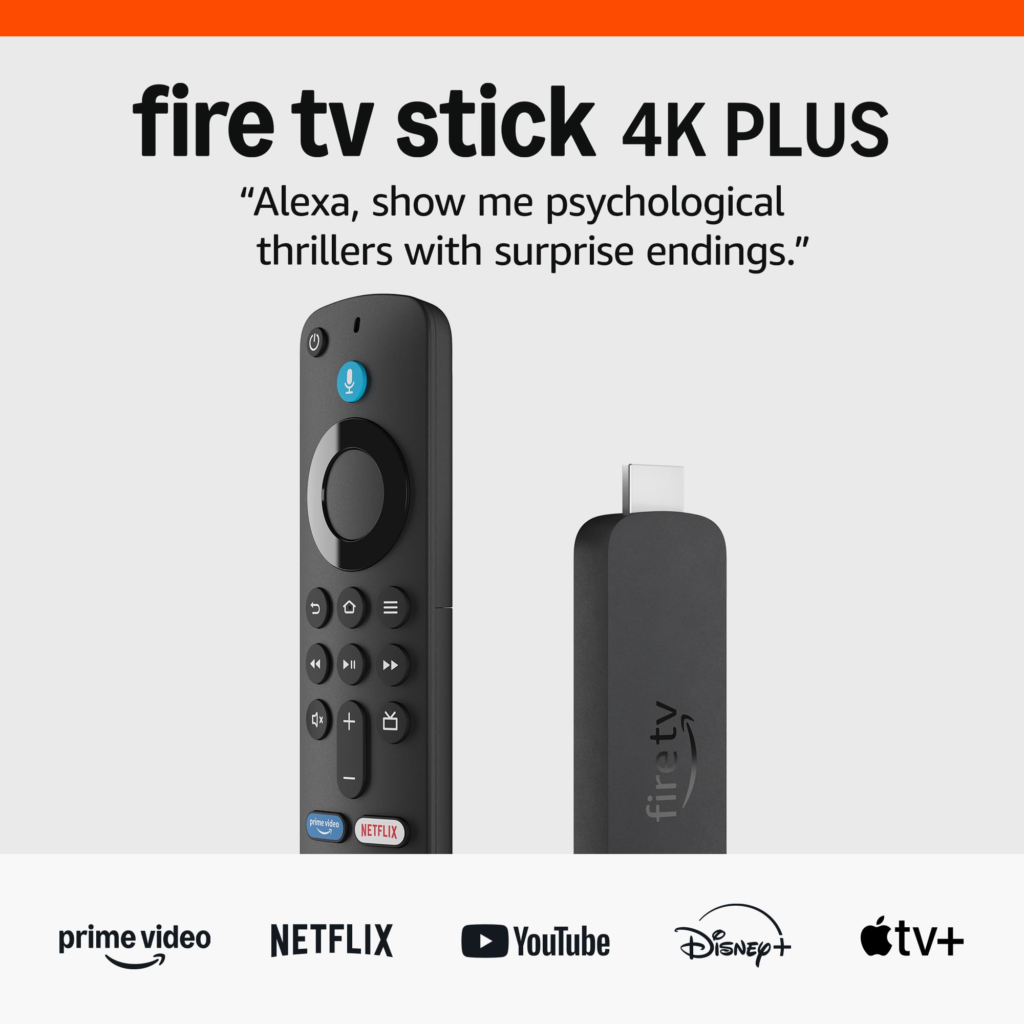 Amazon Fire TV Stick 4K Plus (newest model) with AI-powered Fire TV Search, Wi-Fi 6, stream over 1.8 million movies and shows, free & live TV