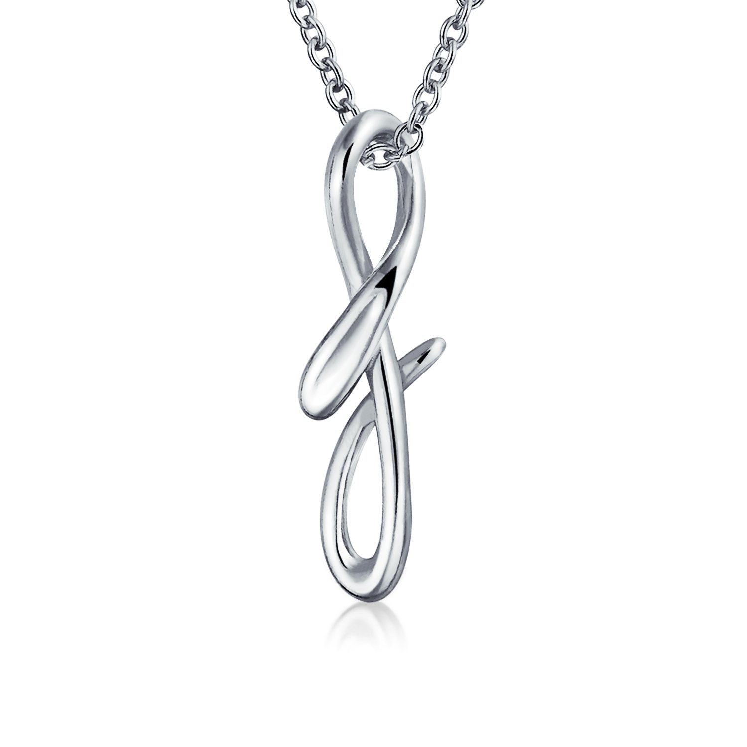 Bling Jewelry Letter F Cursive Alphabet Script Initial Pendant Necklace For Women .925 Sterling Silver 18 Inches โ image 1