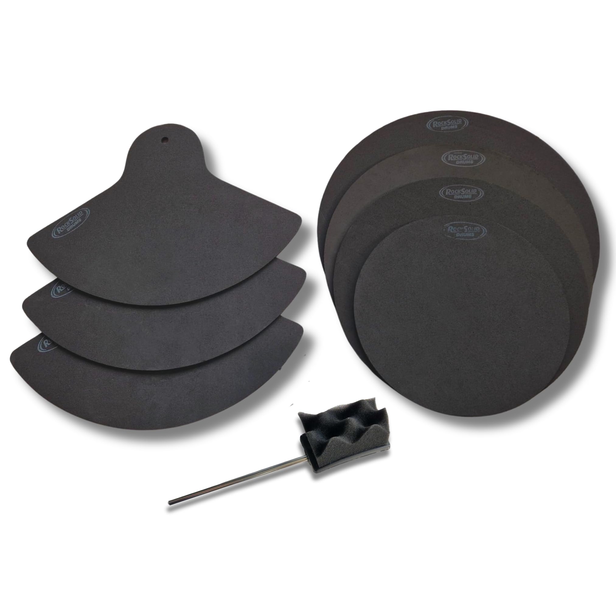 RockSolid 7 x Junior Drum Set Drum Practice Pads for Beginners - Training Drum Silencer Pads for Junior Drum Kit - Drum Dampeners - Drum Mute Pads