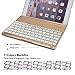 iPad Air 2 Keyboard Case, iEGrow F8S+ Slim Bluetooth Clamshell Keyboard Case with 7 Colors LED Backlit for iPad Air 2 Model A1566/A1567(Gold)