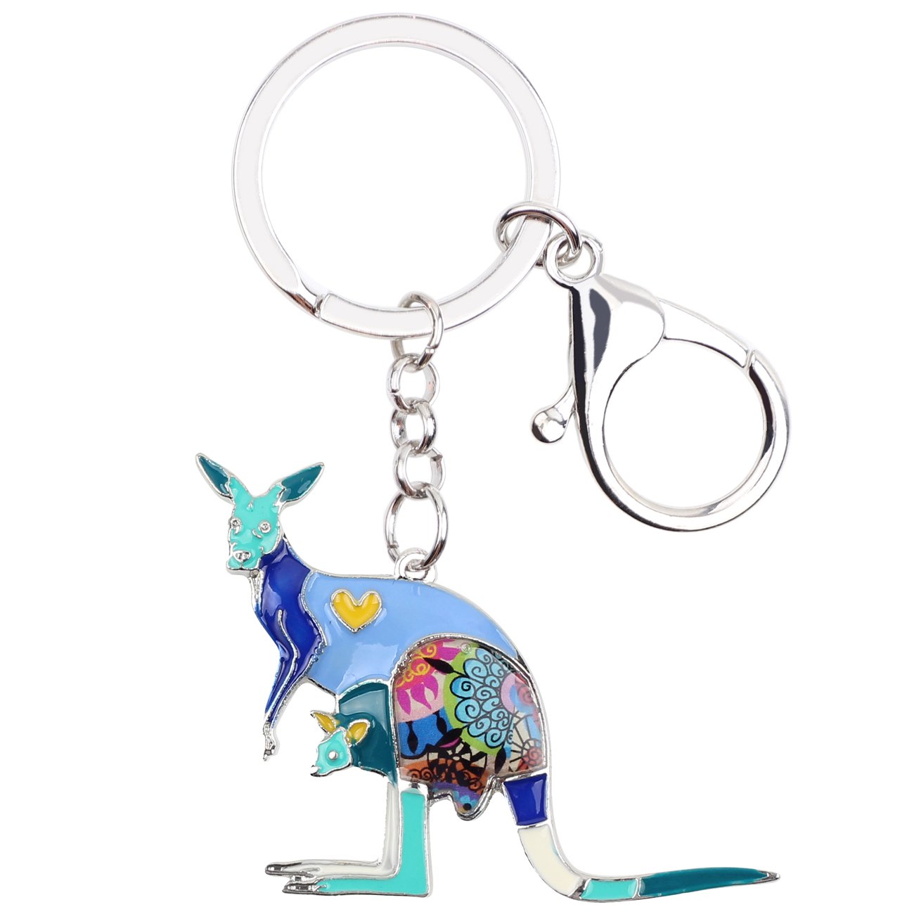 WEVENI Enamel Alloy Australia Kangaroos Keychain Accessories for Women Girls Bag Wallet Car Charms (Blue)