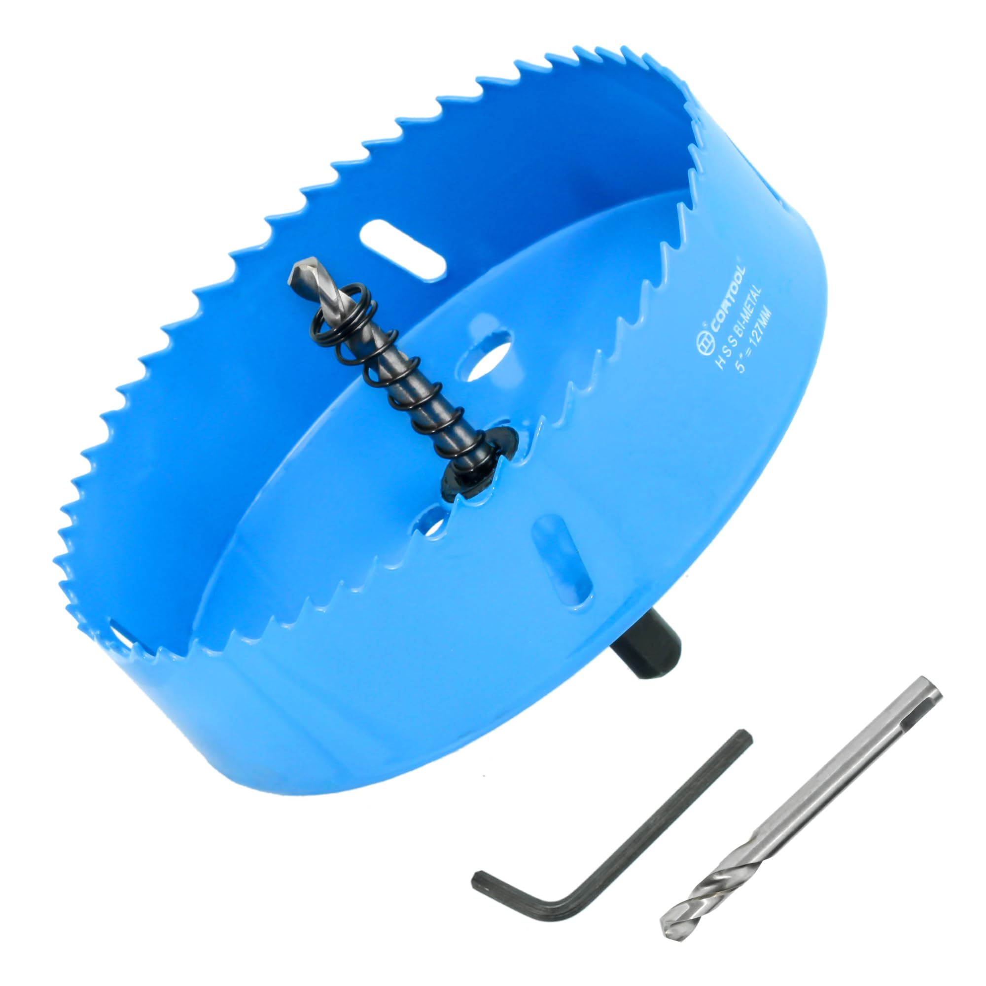 Photo 1 of 5 Inch Bi-Metal Hole Saw Kit With Arbor for Metal and Wood Cutting - Hole Cutter for Drywall, PVC Boards, Fiberglass and Vent Pipes