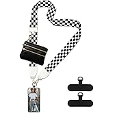 Jusen Clip and Go Strap for Phone with Wallet Crossbody,Adjustable Crossbody Cell Belt,Neck Shoulder Lanyard for Women (Black)