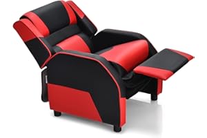 ARLIME Kids Recliner, PU Leather Kid Lounge Chair w/Footrest, Armrest, Headrest & Lumbar Support, Adjustable Gaming Toddler Sofa Armchair for Boys Girls (Red)