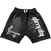 GORGLITTER Men's Star Graphic Y2K Shorts Letter Drawstring Elastic Waist Summer Workout Track Shorts