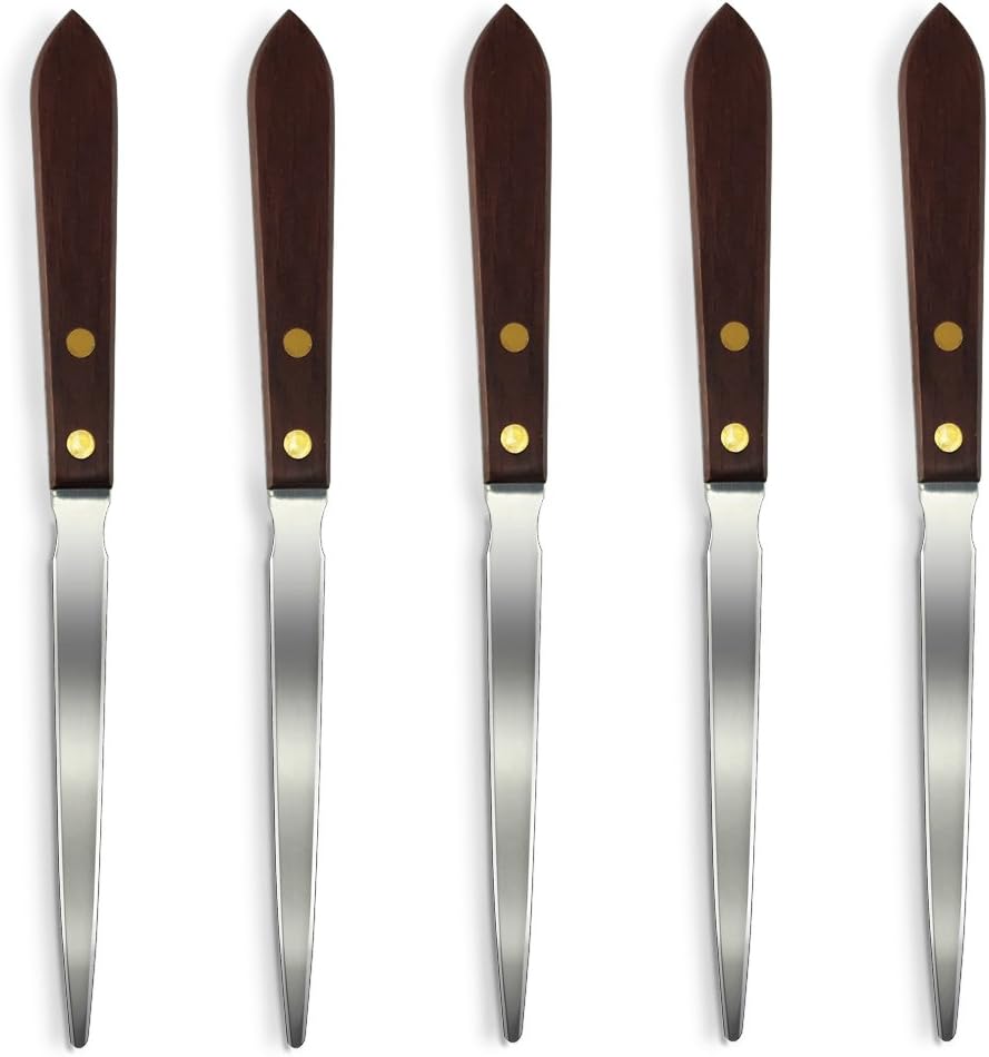 Fyess 5 PCS Rosewood Handle Letter Opener Wooden Handle Stainless Steel Blade