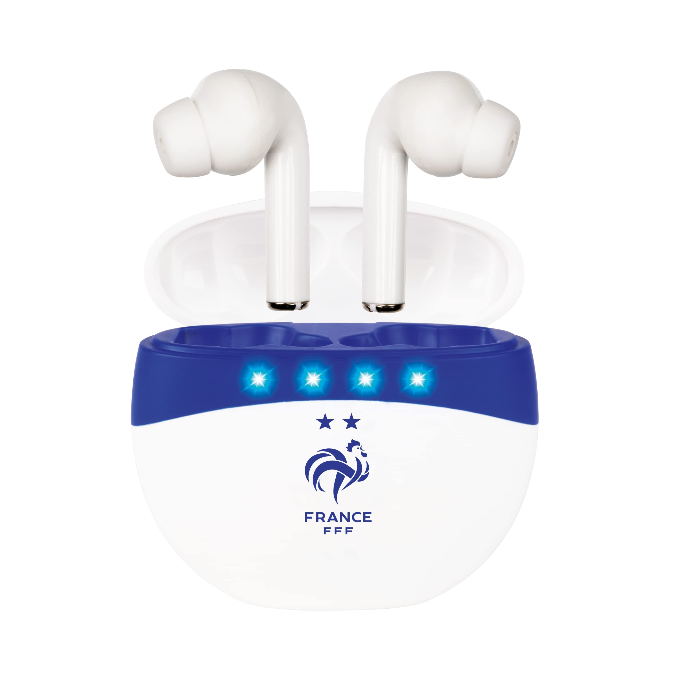 Konix FFF Wireless Earbuds - 5H + 20H Battery Life with Charging Case Included - Bluetooth 5.0 Connection - White and Blue