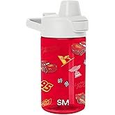 Simple Modern Disney Kids Tritan Plastic Summit Water Bottle | 12 oz BPA-Free Cup with Covered Leak Proof Straw Lid for Boys, Toddlers | Cars Lightning Speed