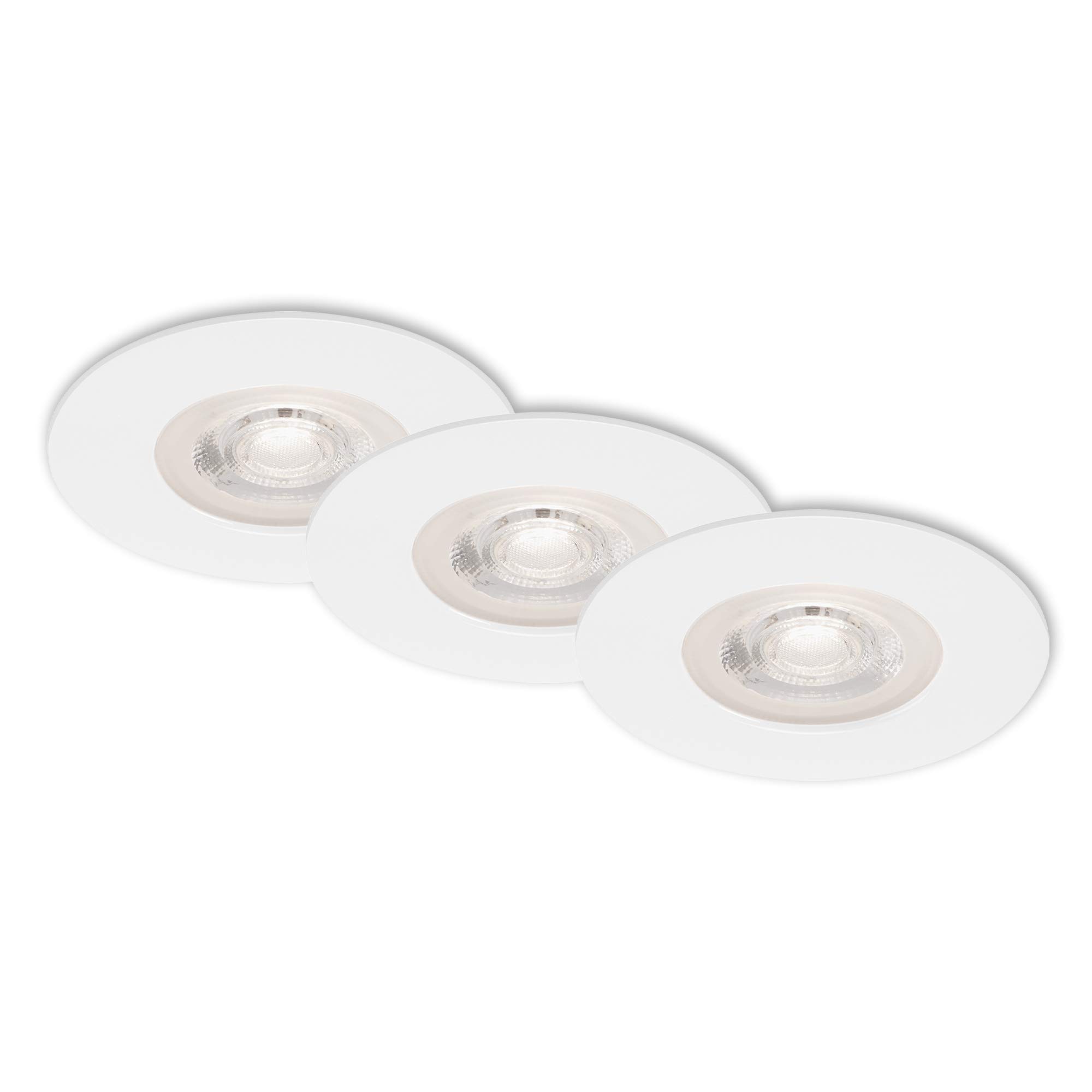 BRILONER Leuchten 7047-036 LED Recessed Lights, Set of 3, Dimmable Ceiling Lights, 4.9 Watt Each, 480 Lumens, 3,000 Kelvin, IP44, White, 90 x 25 mm (DxH)