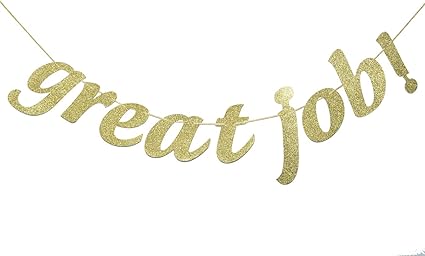Amazon Com Great Job Gold Glitter Banner Graduation Decorations