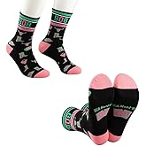 LEVLO 1 Pair Pink and Green Sorority Travel Socks Pretty Cowgirl Athletic Running Socks Pretty Women Sister Sorority Gift