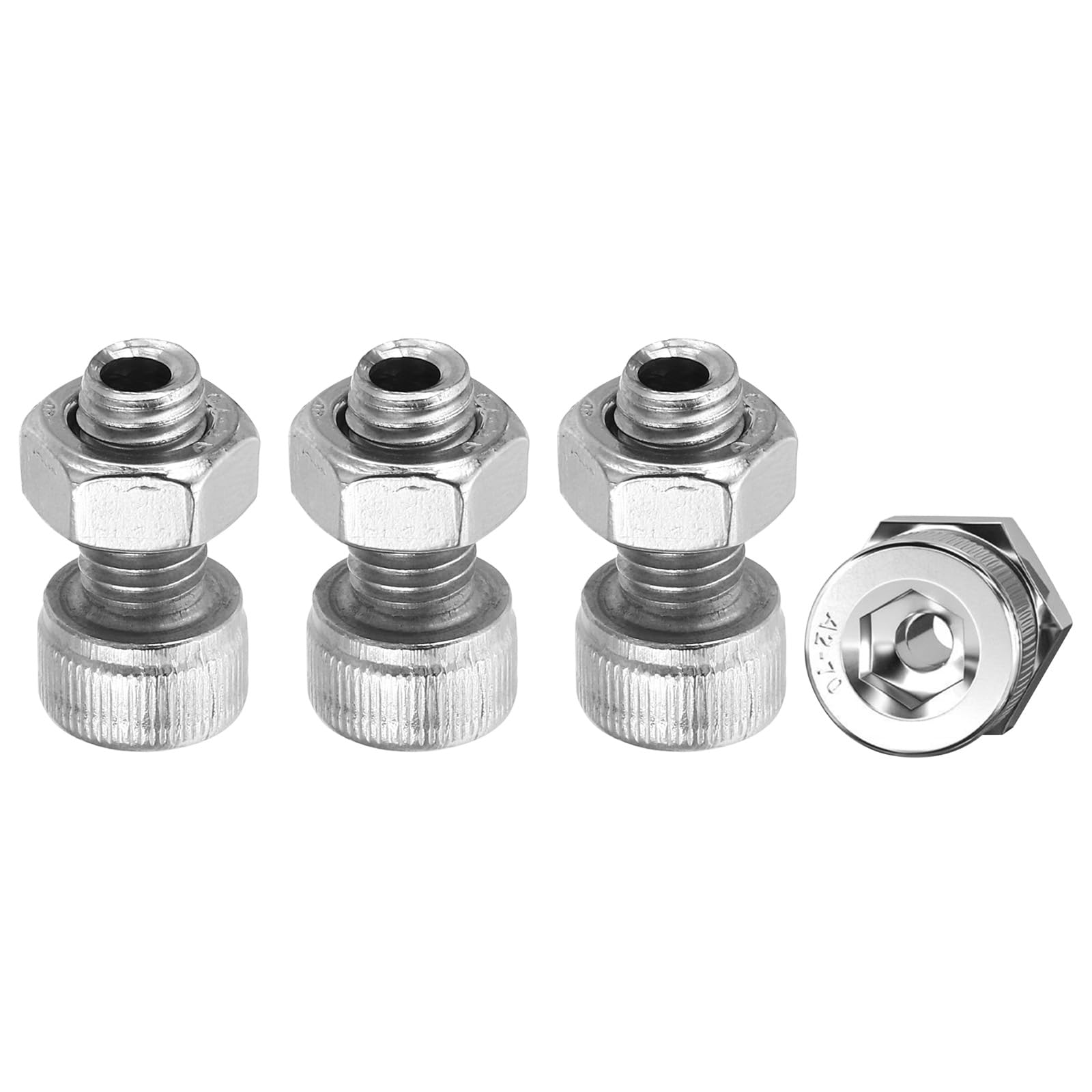 PATIKIL M8x16mm 304 Stainless Steel Hollow Bolt, 4 Set Cylindrical Hexagon Socket Screw Nut Kit Lamp Threading Screws Through Hole Fasteners