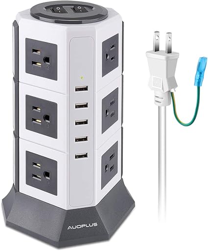 Amazon Auoplus 延長コード 2m Usb コンセント 分岐 テーブルタップ マルチタップ 12個ac口 5usbポート タコ足 タップ 一括スイッチ たこあしコンセント 雷ガード Oaタップ タワー式 電源タップ 3段 ホワイト Auoplus 電源タップ 通販