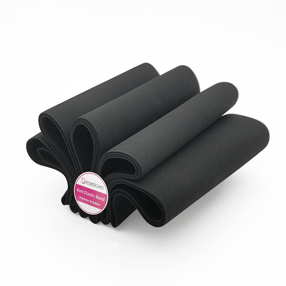Dreamlover Wide Elastic for Waistband, Wide Black Elastic for Sewing, 15cm x 3.7m