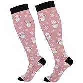 PDYRLEN Christmas Compression Socks for Women Men, Circulation Long Knee High Socks Casual Stocking Athletic Tube Sport Sock