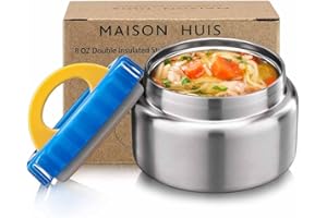 MAISON HUIS 8oz Soup Thermo Wide Mouth Vacuum Insulated Food Jar, Leak Proof Stainless Steel Food Thermo for Hot&Cold Food Kids Food Lunch Container for School Travel(Blue)