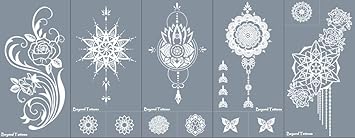 Mikronetz Tattoo Schablonen für Körperbemalung selbstklebend einfach und wiederverwendbar 5 Sheets set Rose