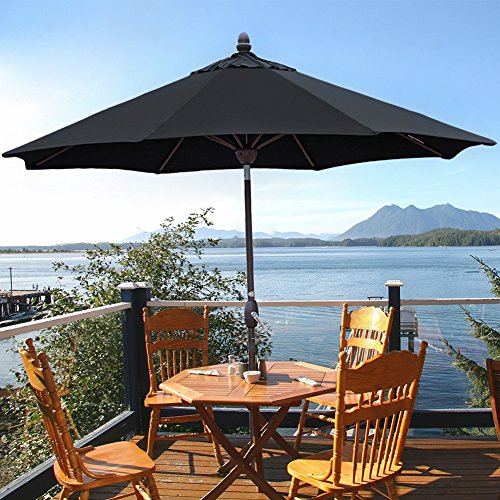SORARA Sunbrella Patio Umbrella 9-Feet Outdoor Market Table Umbrella with Auto Tilt&Crank&Umbrella Cover, 8 Ribs, Canvas Black