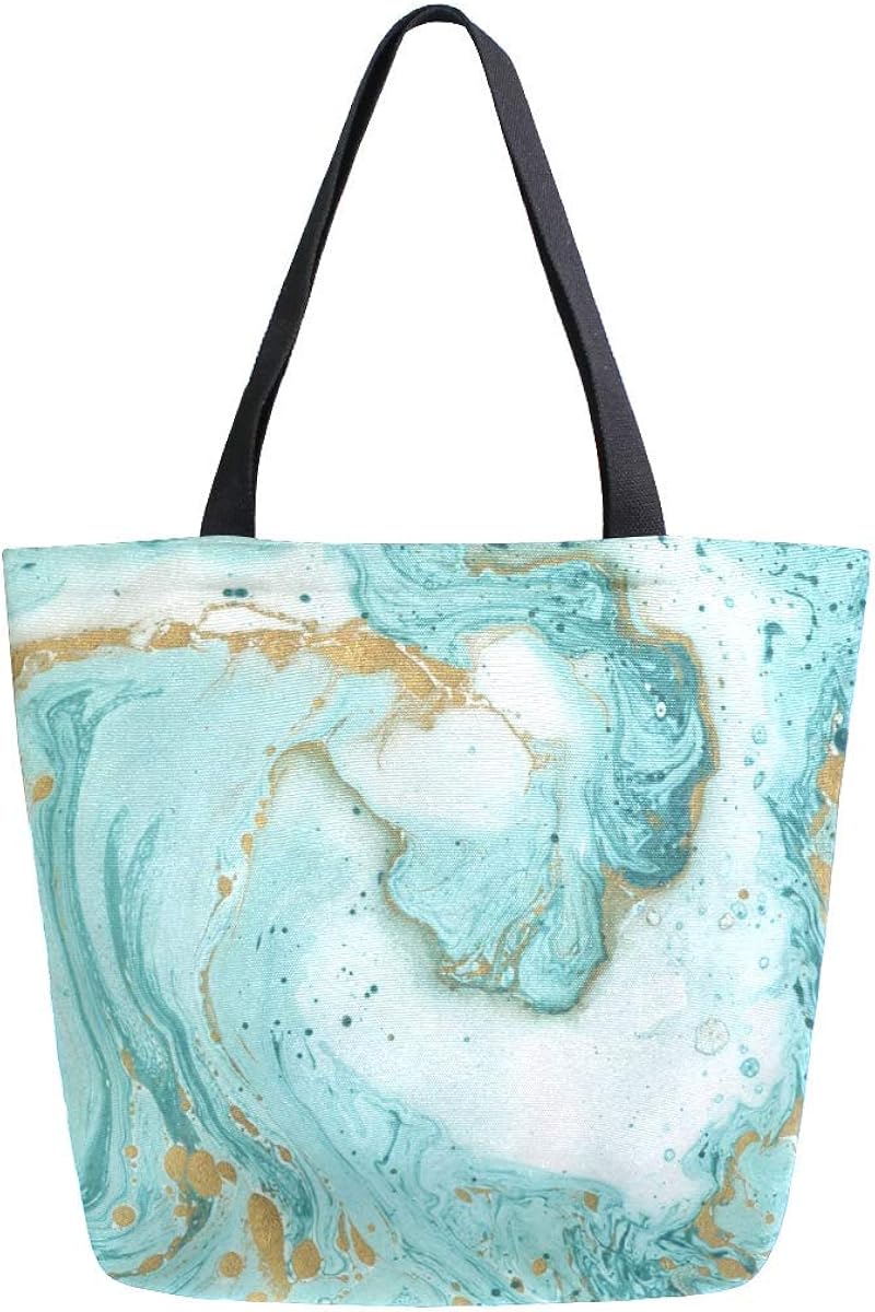 Decorative Marble Canvas Tote Bag Top Handle Purses Large Totes