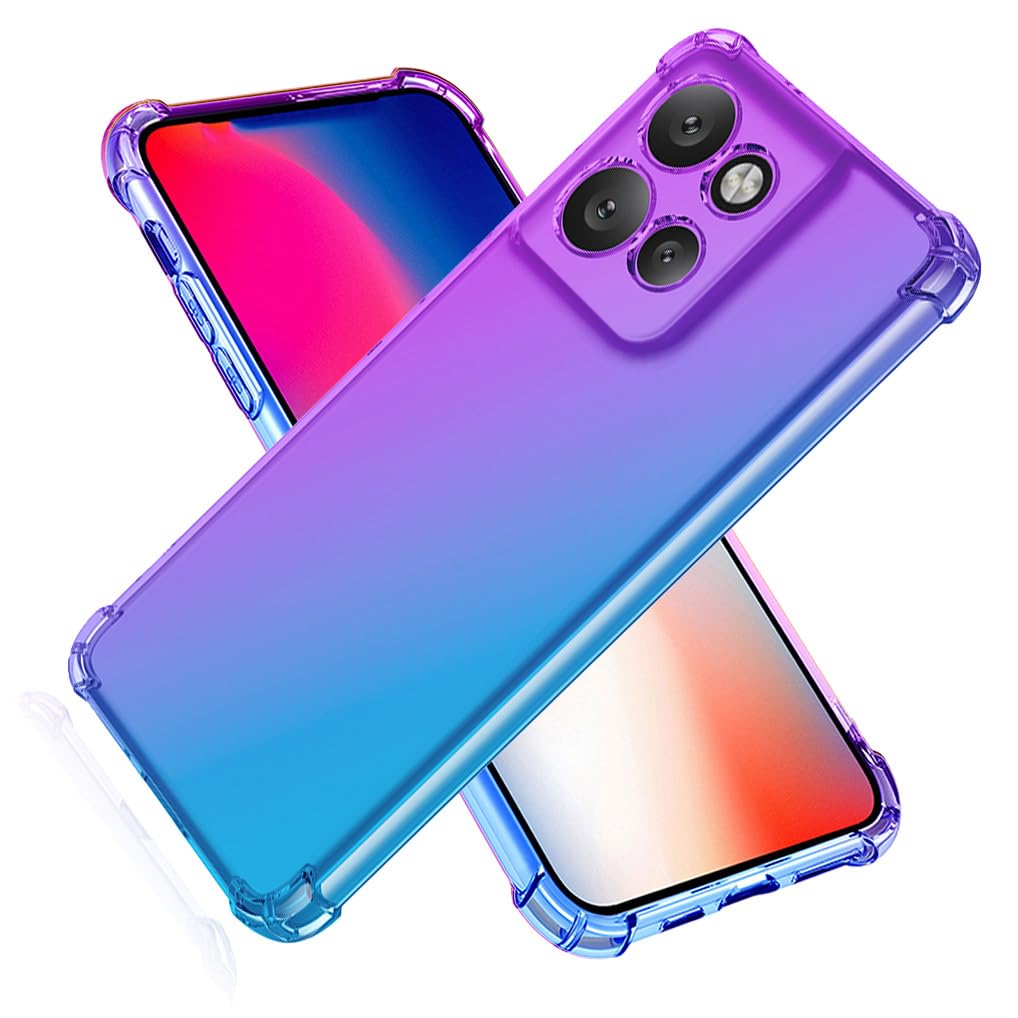 SEAHAI Case for Motorola Edge 60 Neo/Edge 50 Neo/ThinkPhone 25, Gradient Color Ultra-Slim Crystal Transparent Cover Clear Back [Anti-Yellow] Soft TPU Silicone Shockproof Bumper Cover, Purple/Blue